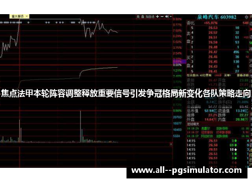 焦点法甲本轮阵容调整释放重要信号引发争冠格局新变化各队策略走向